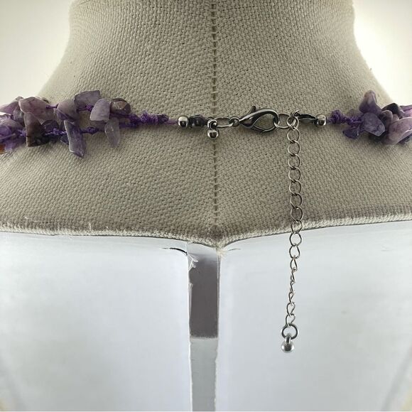 Stunning Unsigned Artisan Amethyst Chip Agate Beaded Multi Strand Necklace - Picture 7 of 9